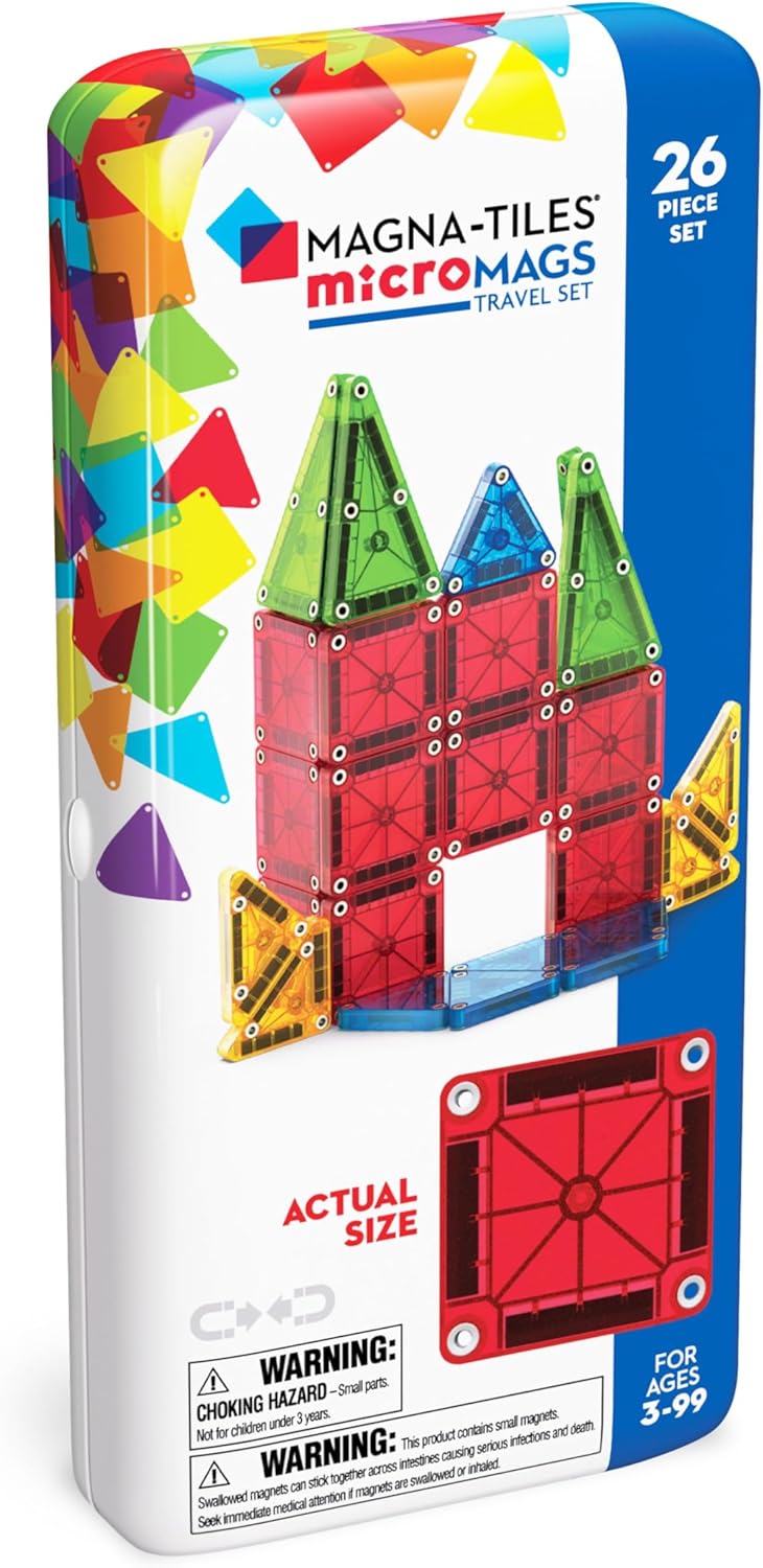 MAGNA-TILES® microMAGS 26 Piece Travel Set: Bold Colors