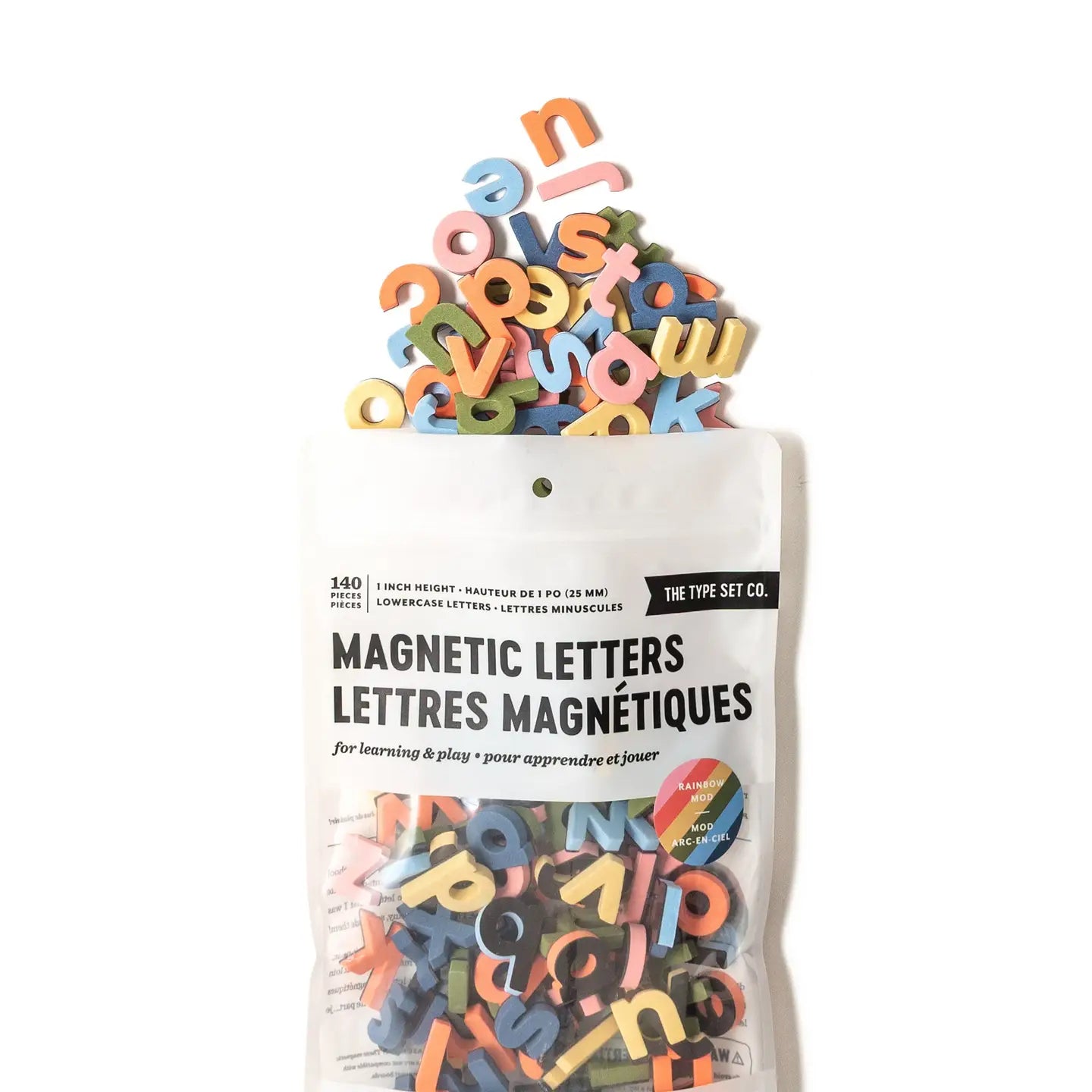 1" 140pc Lowercase Magnetic Letters in Rainbow Mod The Type Set Co. Lil Tulips