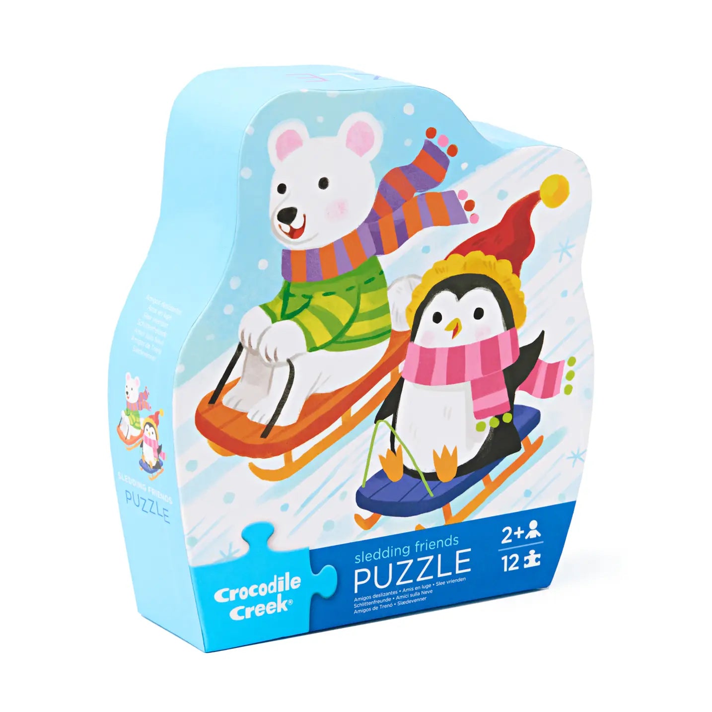 12-Piece Shaped Box Puzzle - Sledding Fun Crocodile Creek Lil Tulips