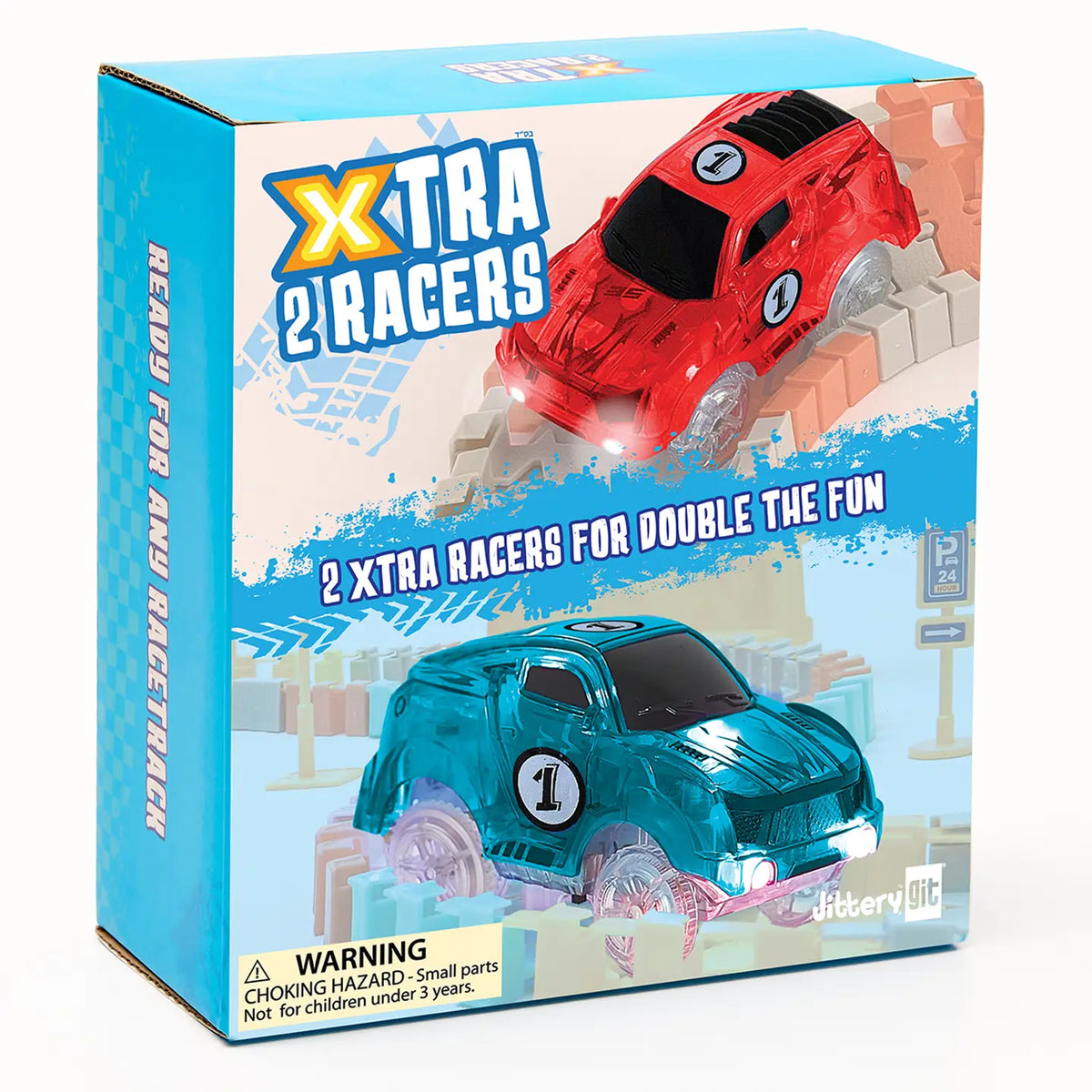 2 Light Up Racer Cars JitteryGit Lil Tulips