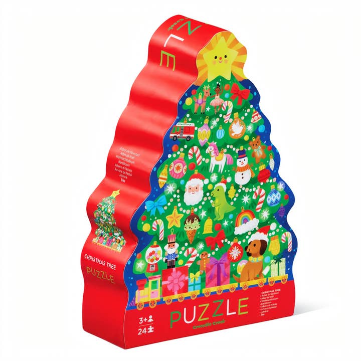 24-Piece Shaped Box Puzzle - Christmas Tree Crocodile Creek Lil Tulips