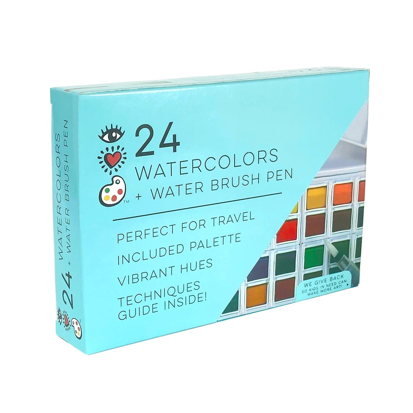 24 Watercolors + Water Brush Pen Bright Stripes Lil Tulips