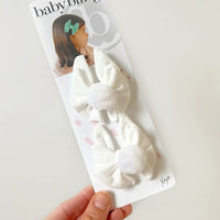 2PK Baby Bunny Clips: White Baby Bling Bows no points Lil Tulips