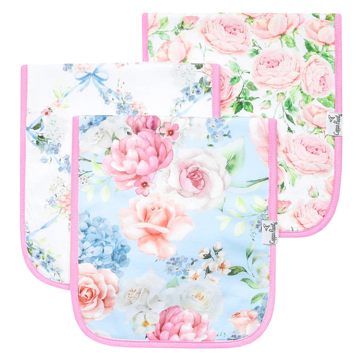 3 Pack Premium Burp Cloths - Genevieve Copper Pearl Lil Tulips