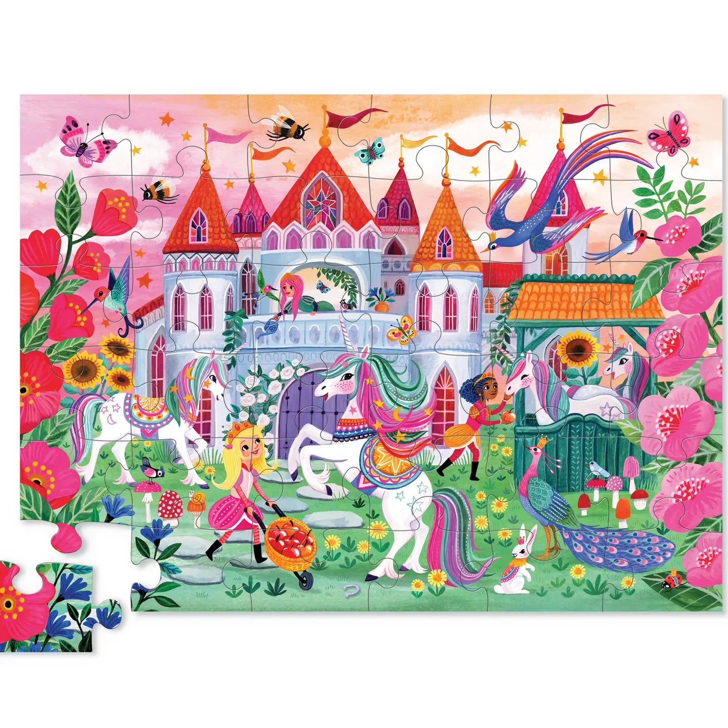 36-Piece Shaped Box Puzzle - Unicorn Castle Crocodile Creek Lil Tulips