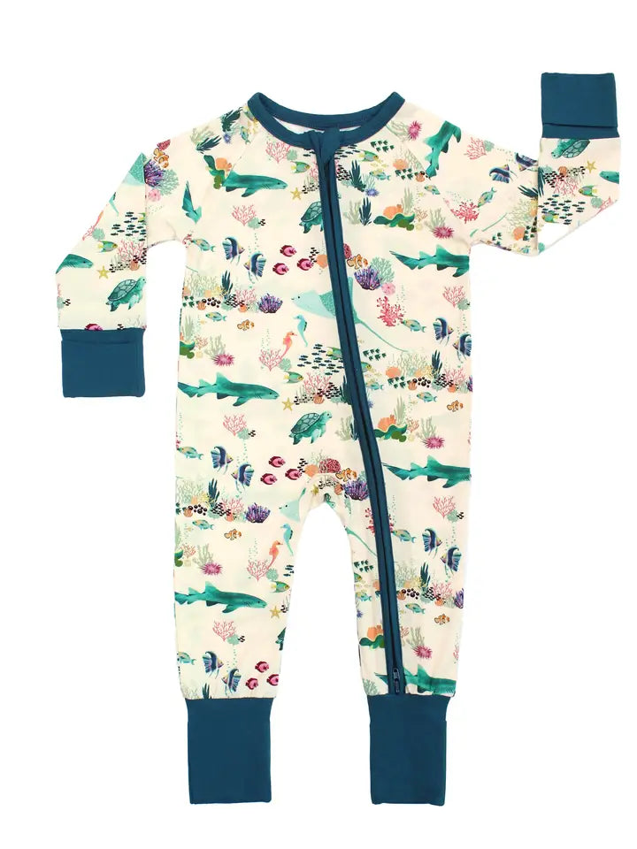 Coral Reef Bamboo Convertible Romper Pajamas