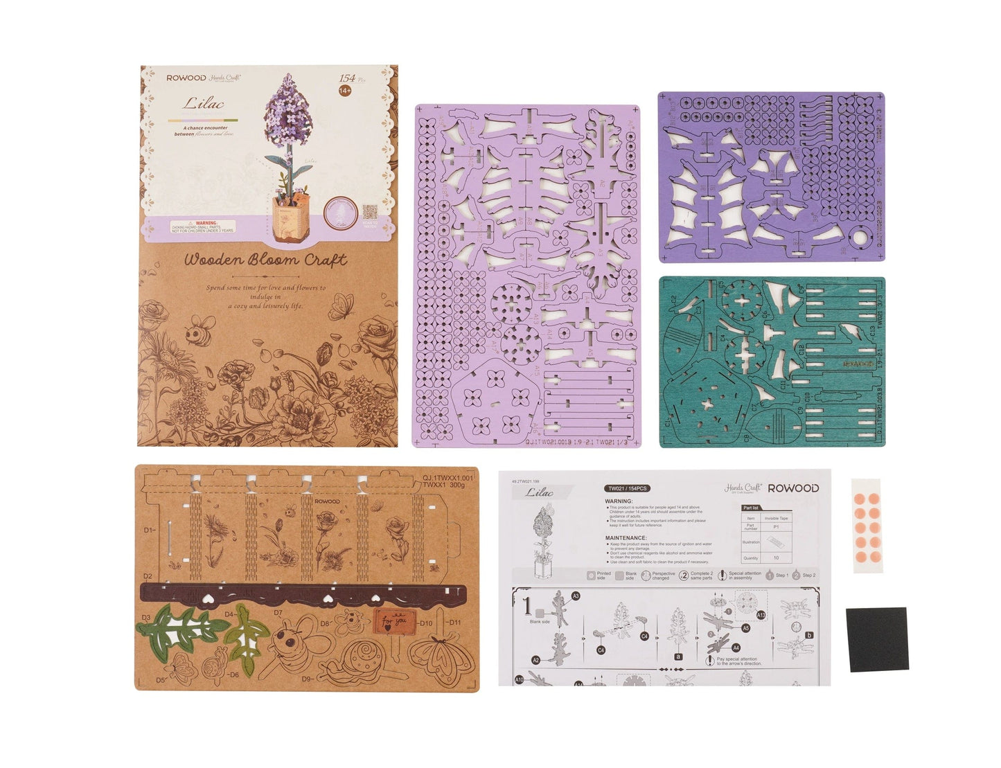 3D Wooden Flower Puzzle: Lilac Rolife Lil Tulips