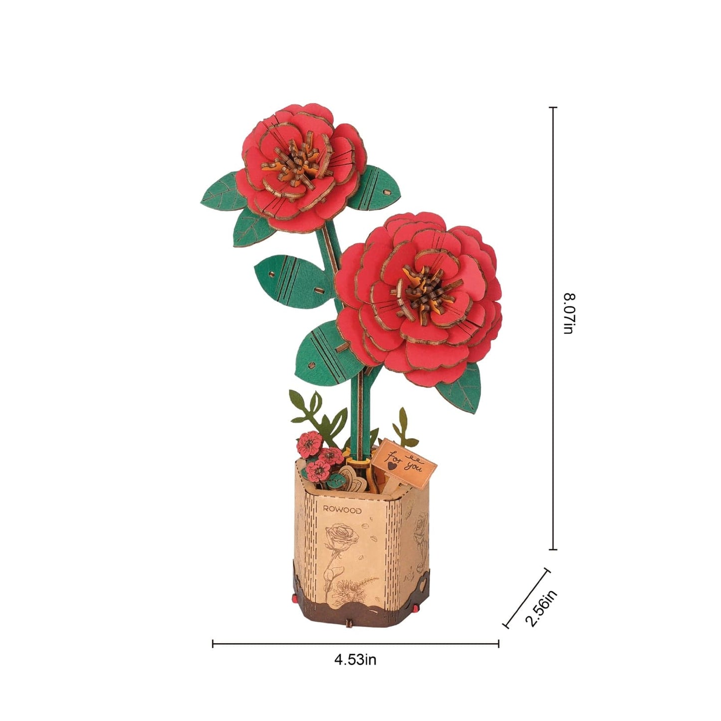 3D Wooden Flower Puzzle: Red Camellia Rolife Lil Tulips