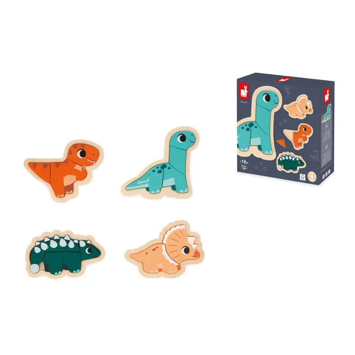 4 Dino Scalable Puzzles Janod Lil Tulips