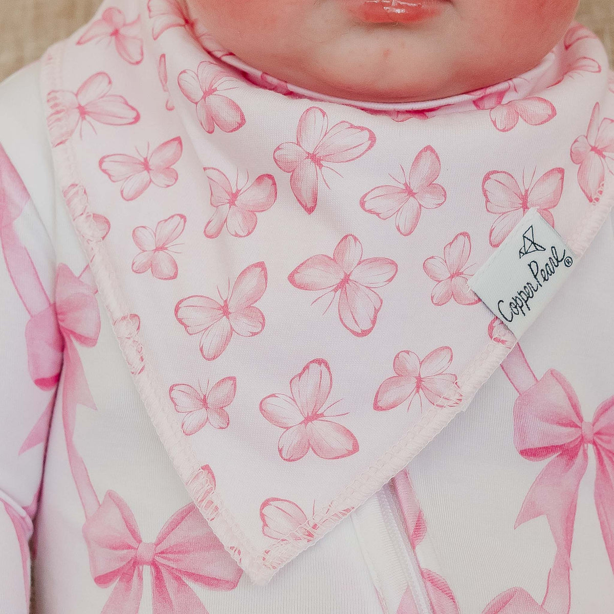4 Pack Baby Bandana Bibs - Bow My Gosh Copper Pearl Lil Tulips