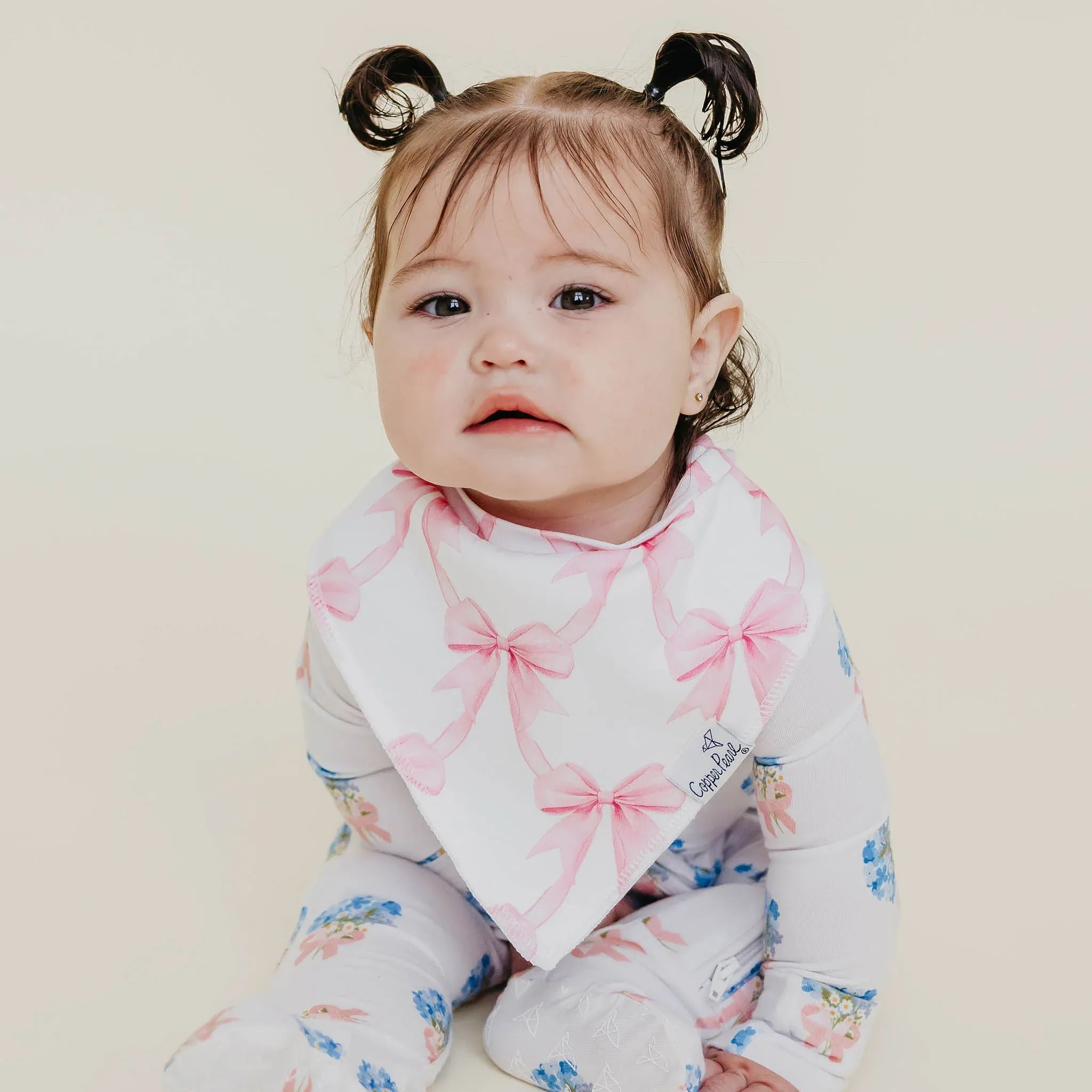 4 Pack Baby Bandana Bibs - Bow My Gosh Copper Pearl Lil Tulips
