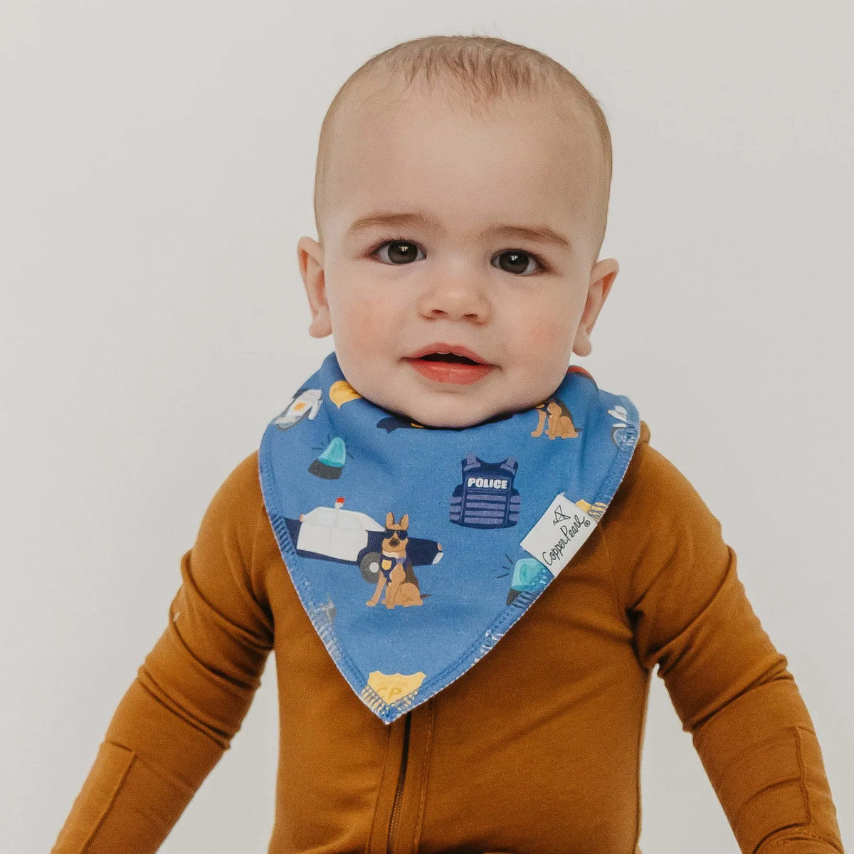 4 Pack Baby Bandana Bibs - Policemen Copper Pearl Lil Tulips