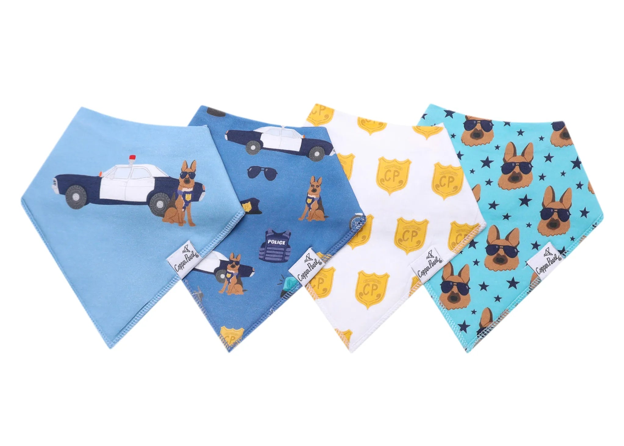 4 Pack Baby Bandana Bibs - Policemen Copper Pearl Lil Tulips