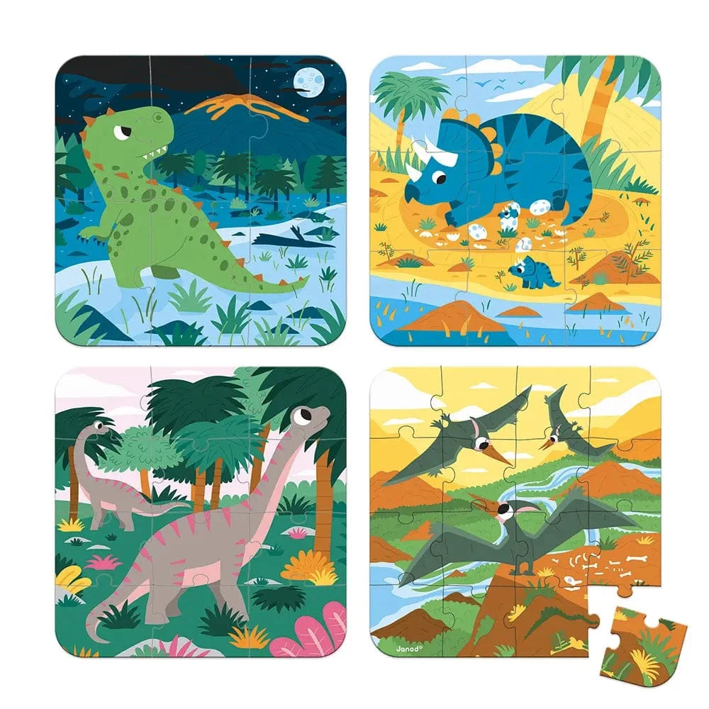 4 Progressive Puzzles - Dinosaurs Janod Lil Tulips