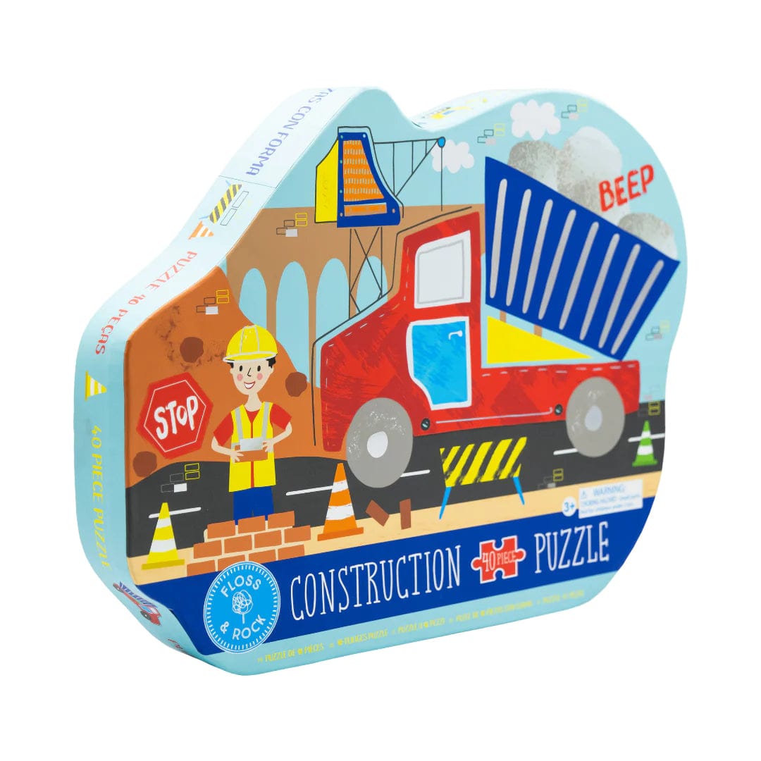 40 Piece Construction Truck-Shaped Jigsaw Puzzle Floss and Rock Lil Tulips