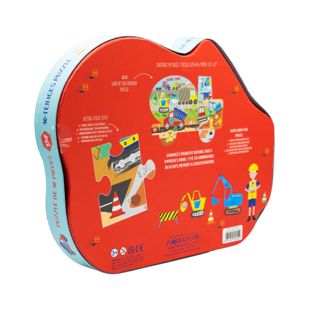 40 Piece Construction Truck-Shaped Jigsaw Puzzle Floss and Rock Lil Tulips