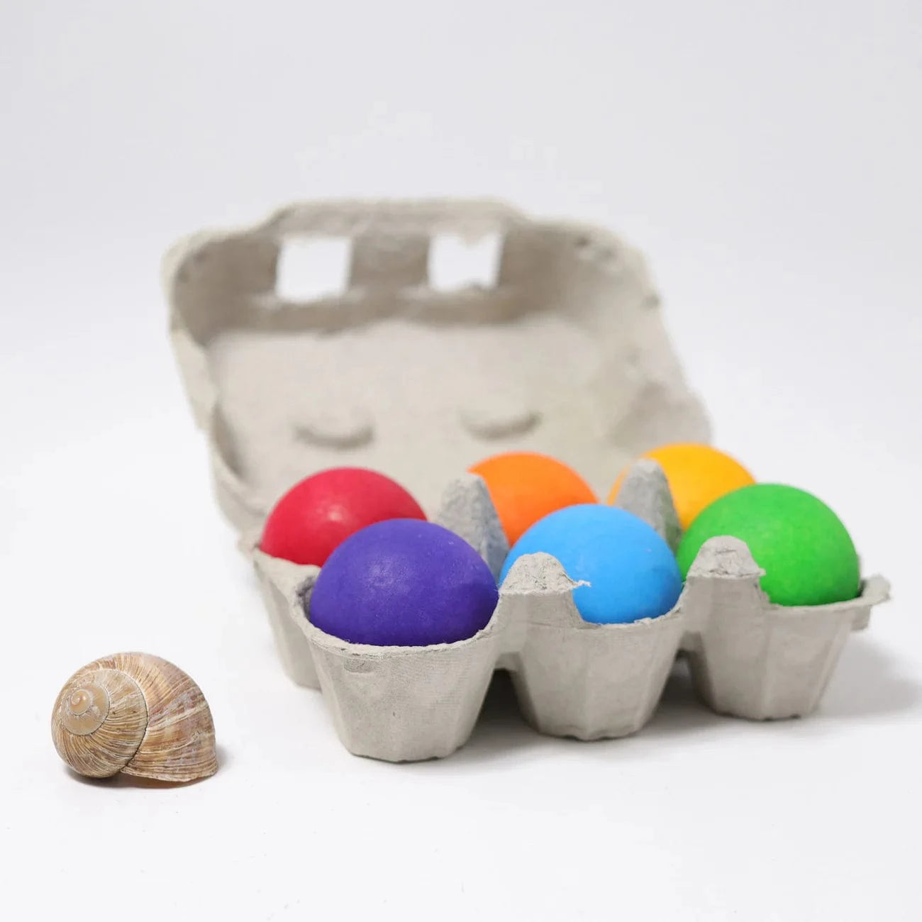 6 Wooden Rainbow Balls Grimm's Lil Tulips