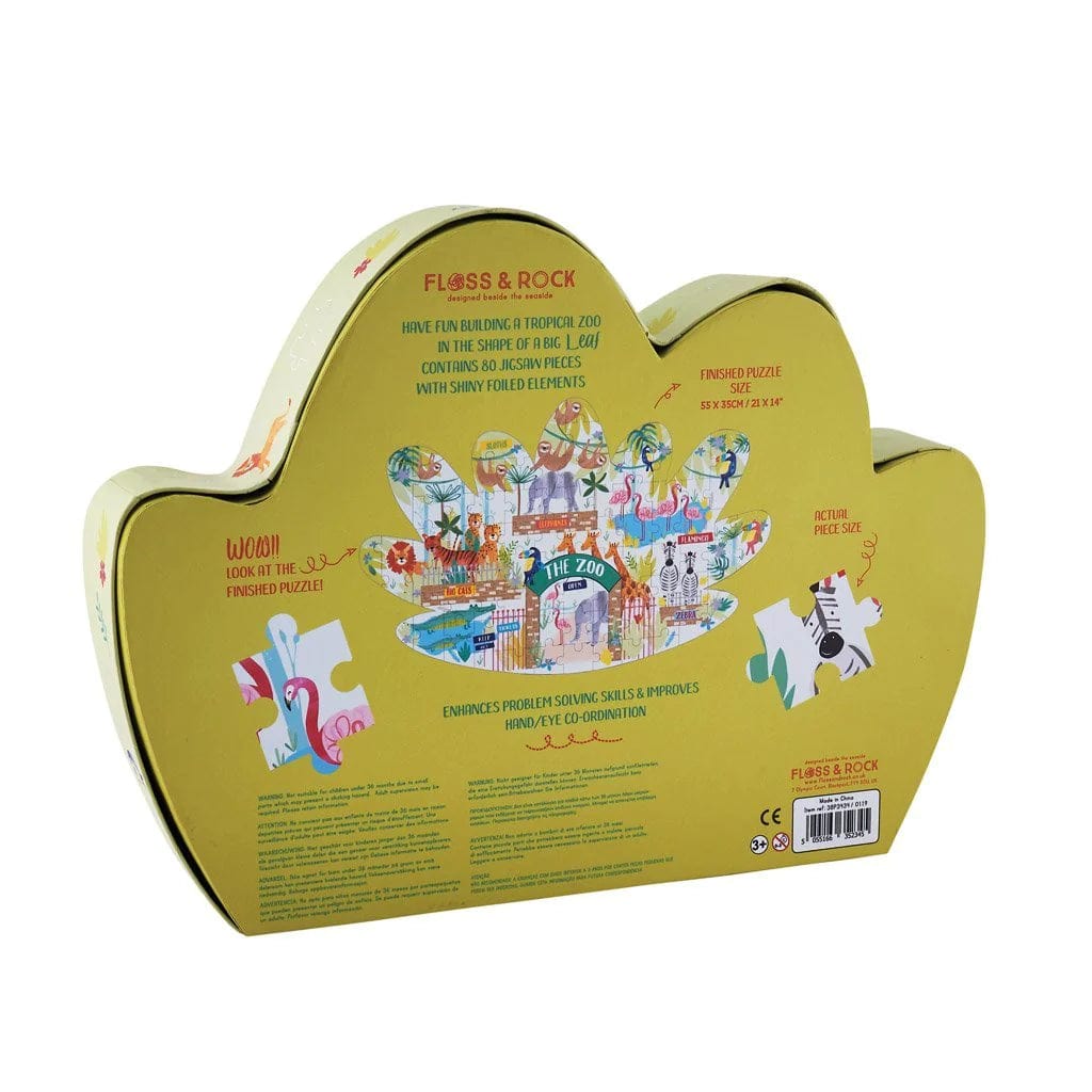 80 Piece The Zoo Leaf-Shaped Jigsaw Puzzle Floss and Rock Lil Tulips