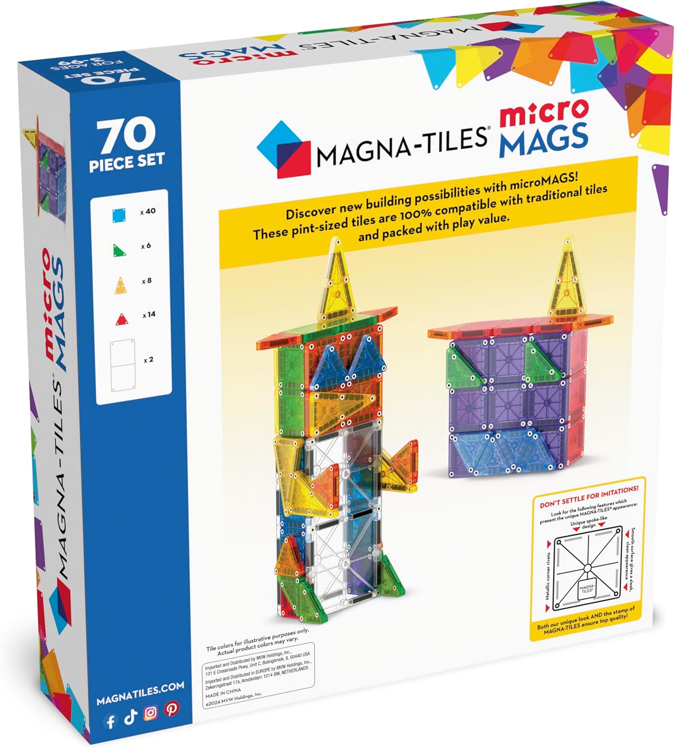 MAGNA-TILES® microMAGS 70 Piece Deluxe Set