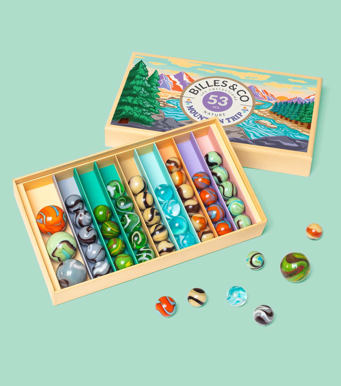 Large Box Mountain Trip Glass Marbles