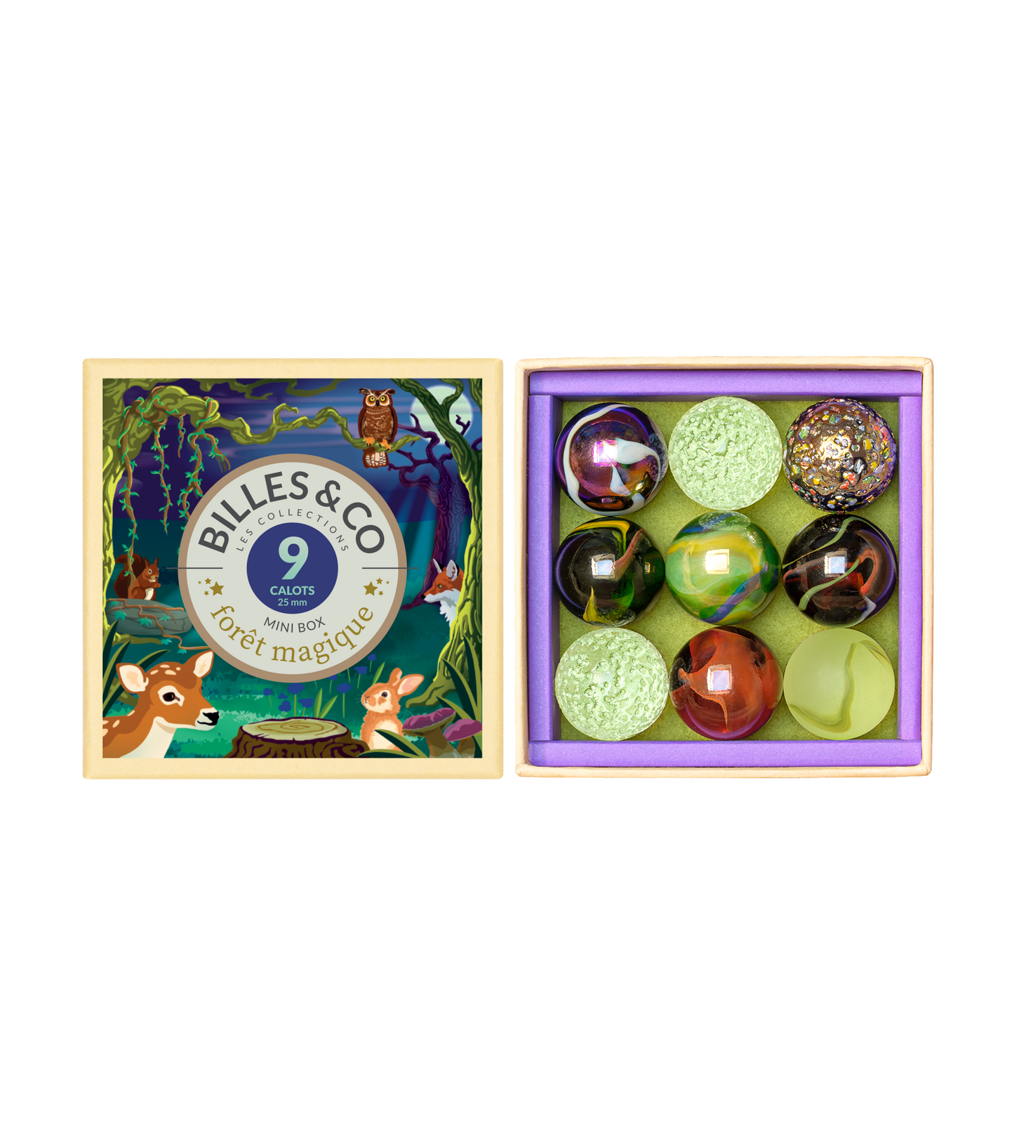 Small Box Magic Forest Glass SHOOTERS Marbles