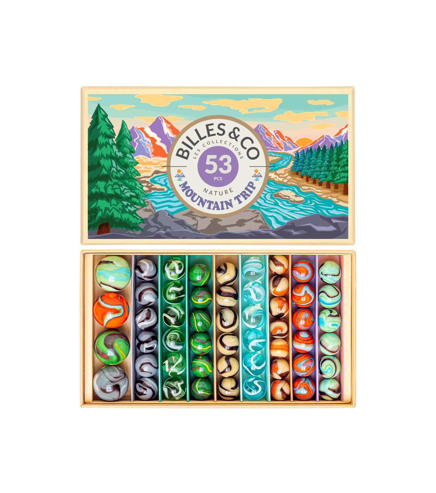 Large Box Mountain Trip Glass Marbles