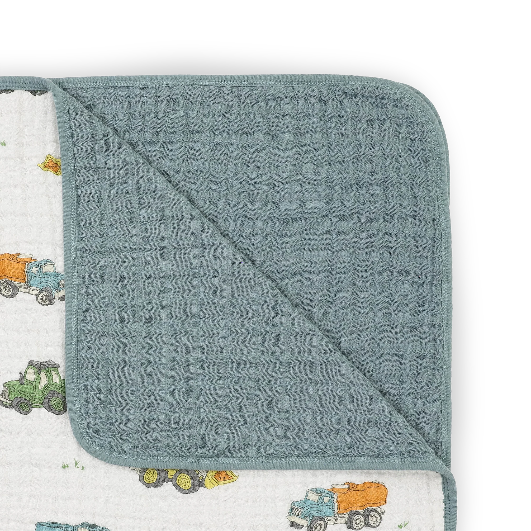 Original Cotton Muslin Quilt - Work Trucks Little Unicorn Lil Tulips