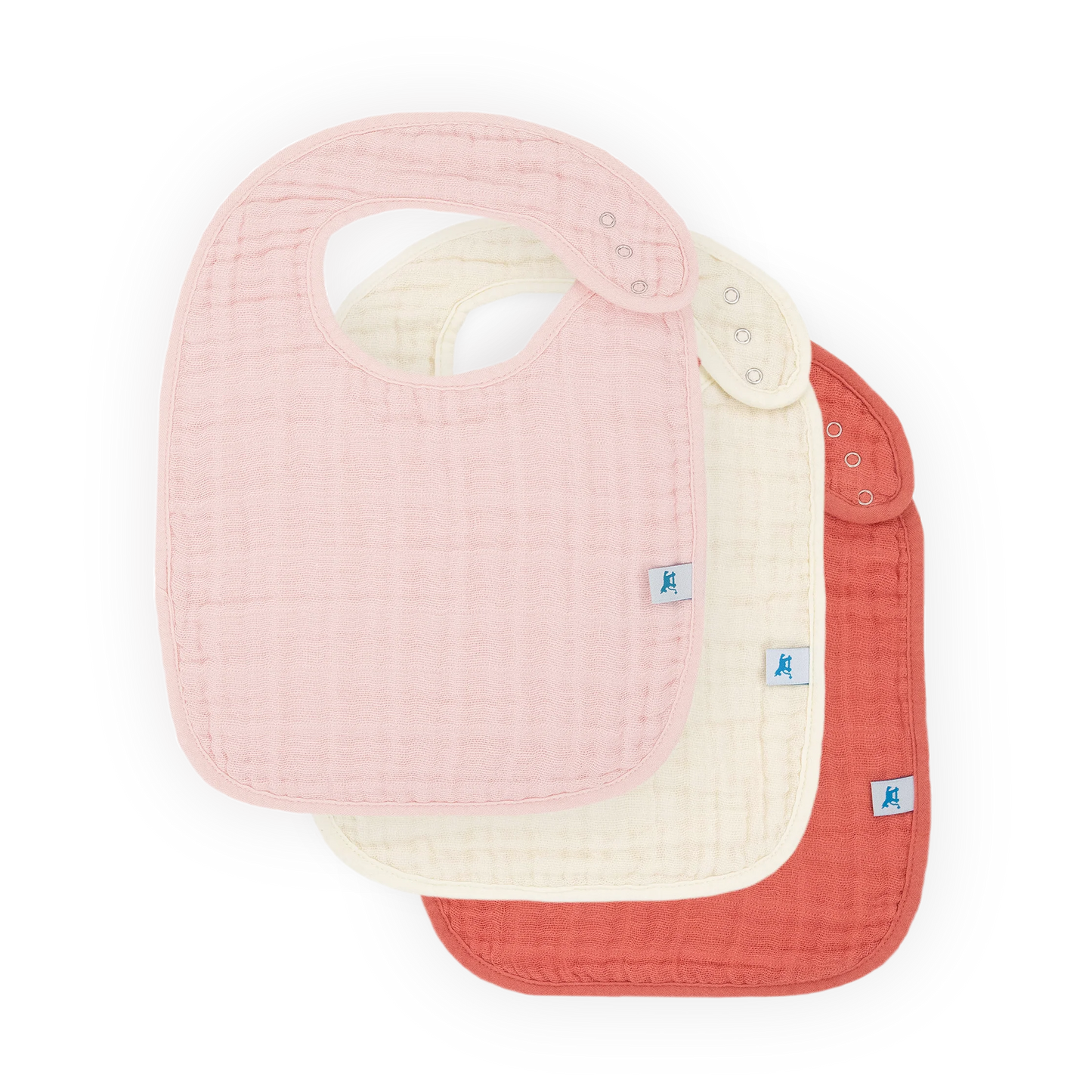 Cotton Muslin Classic Bib 3 Pack - Light Pink