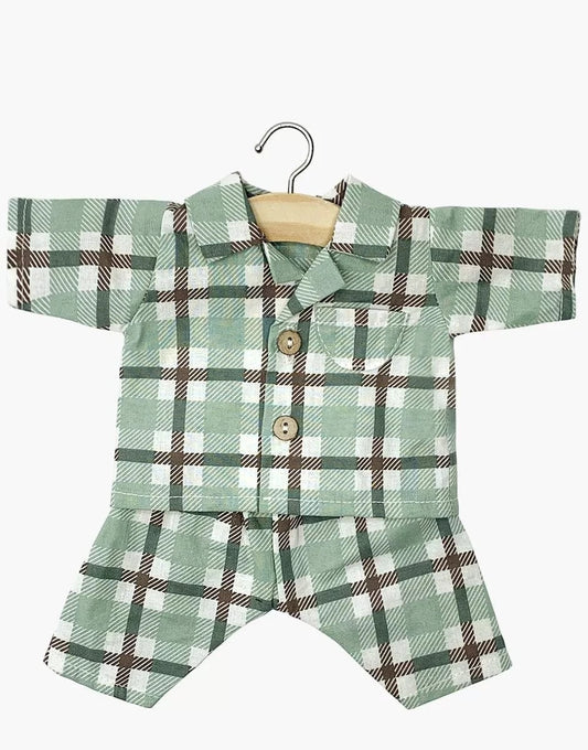 Albert Green/Brown Tartan Check Cotton Pajamas Minikane Dolls Lil Tulips