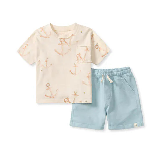 Anchors Tee & Shorts Set Burt's Bees Baby Lil Tulips