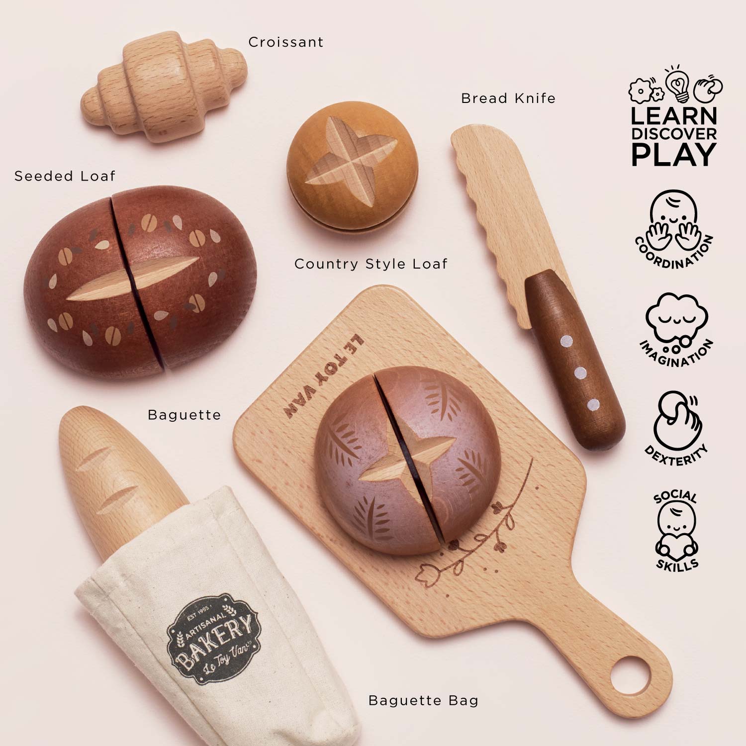 Artisan Bread & Knife Set Le Toy Van Lil Tulips