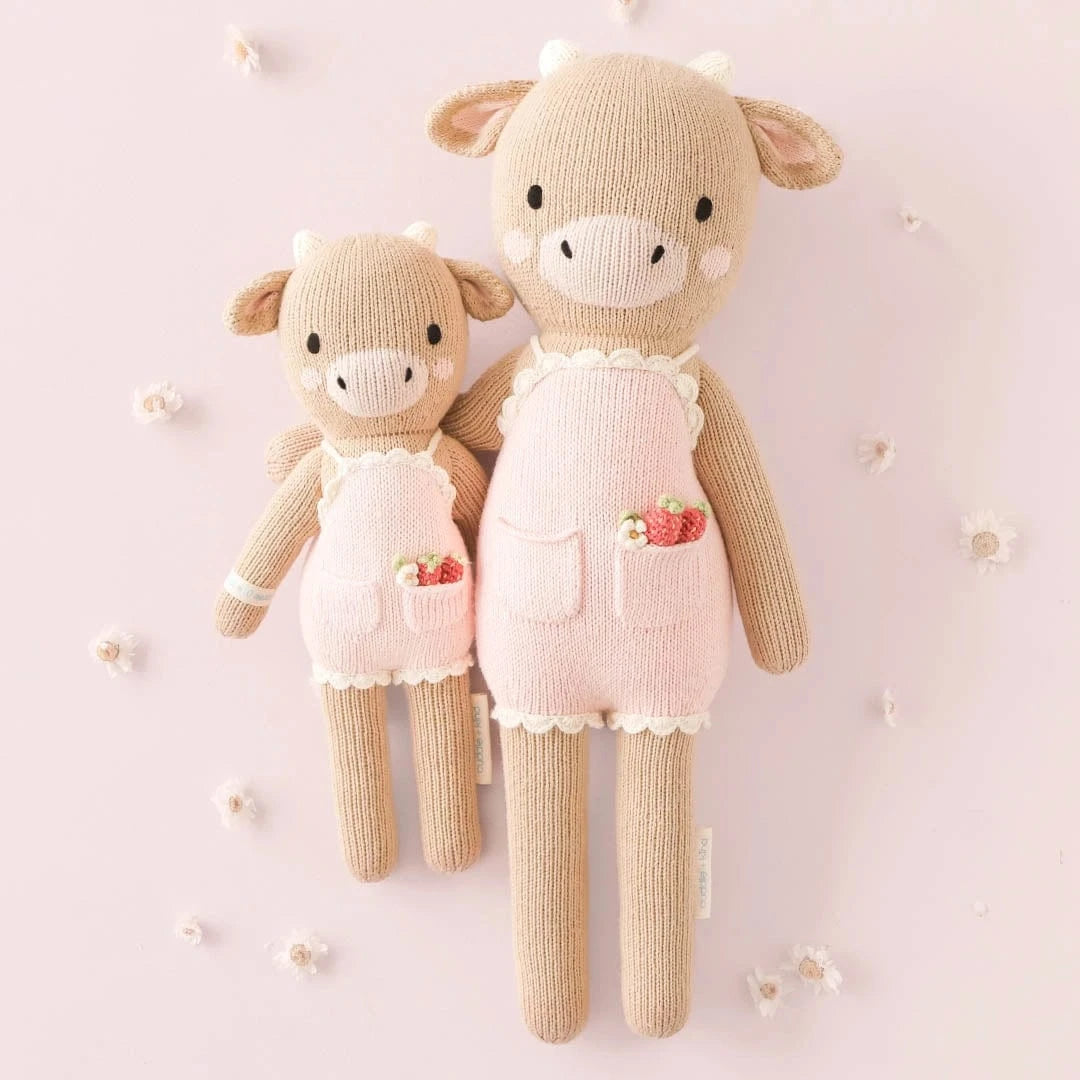Ava the Cow (Powder Pink) Hand Knit Doll cuddle+kind Lil Tulips