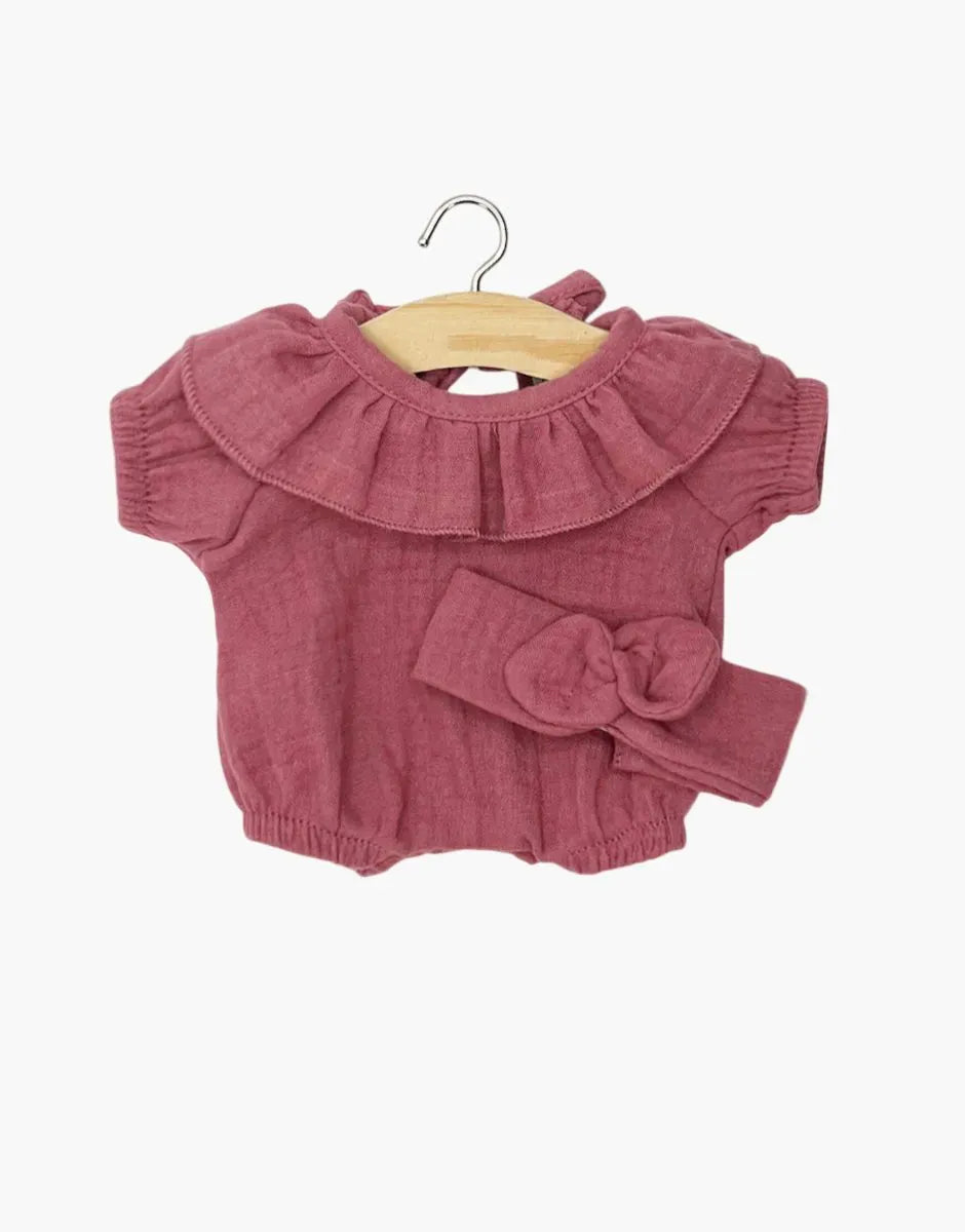 Babies Clothing – Eva cotton romper Raspberry Minikane Lil Tulips