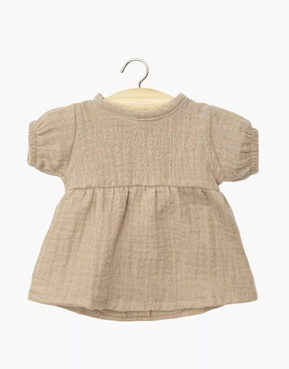 Babies Clothing – Faustine dress in mocha cotton Minikane Lil Tulips