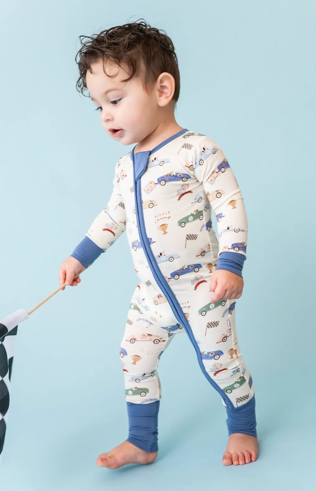 Baby Bamboo Pajamas - Bamboo Sleeper - Little Racer Bird & Bean Lil Tulips