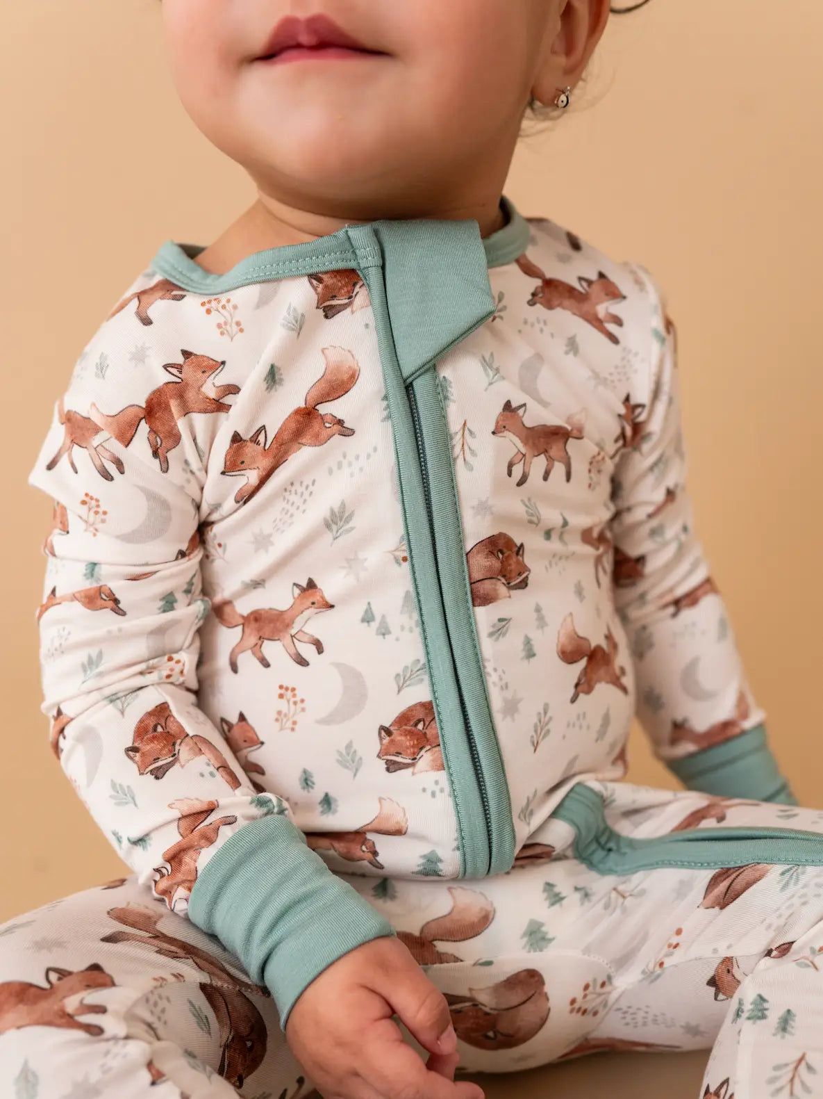 Baby Bamboo Pajamas - Moonlit Fox Bird & Bean Lil Tulips
