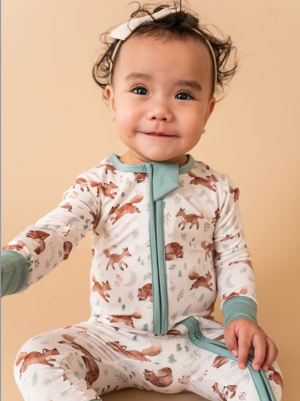 Baby Bamboo Pajamas - Moonlit Fox Bird & Bean Lil Tulips