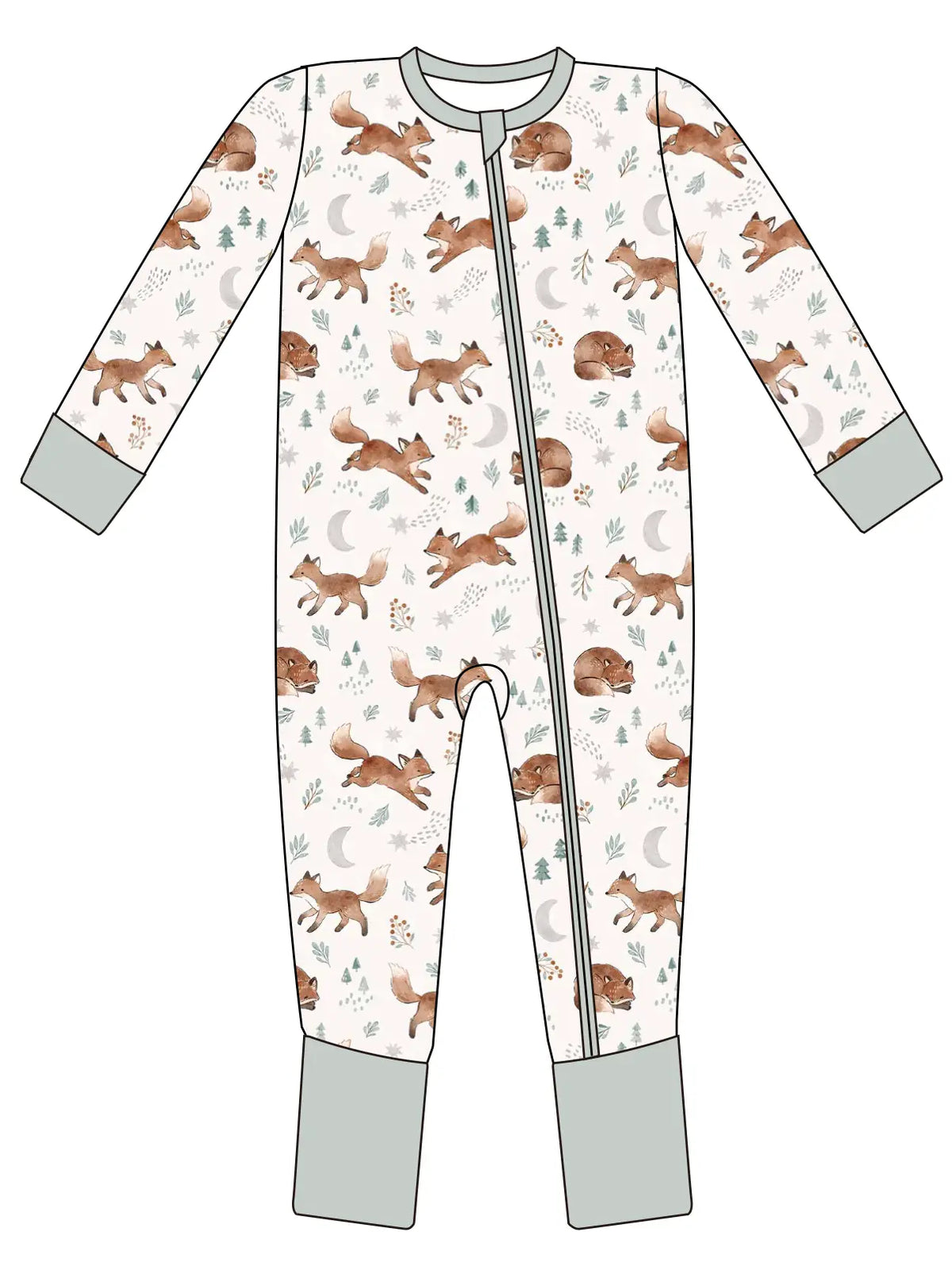 Baby Bamboo Pajamas - Moonlit Fox Bird & Bean Lil Tulips