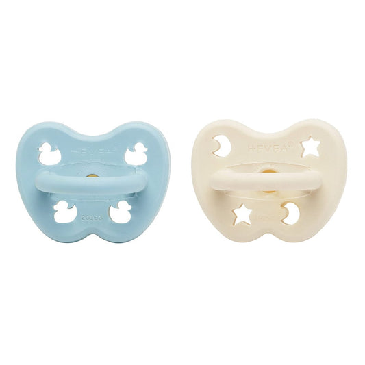 Baby Blue & Milky White Orthodontic Pacifier 2 Pack (0-3 Months) Hevea Lil Tulips