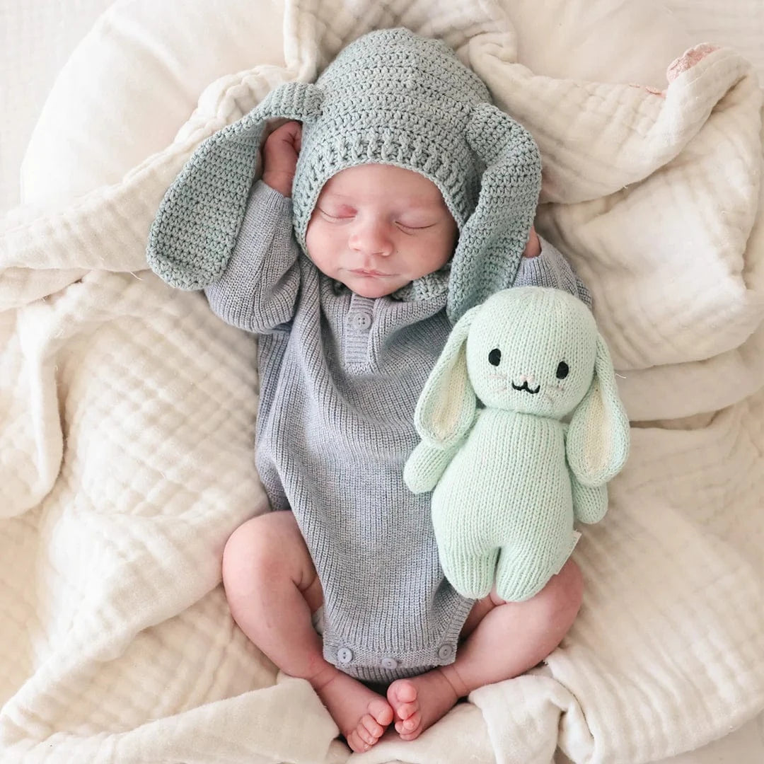 Baby Bunny Mint Hand Knit cuddle+kind Lil Tulips
