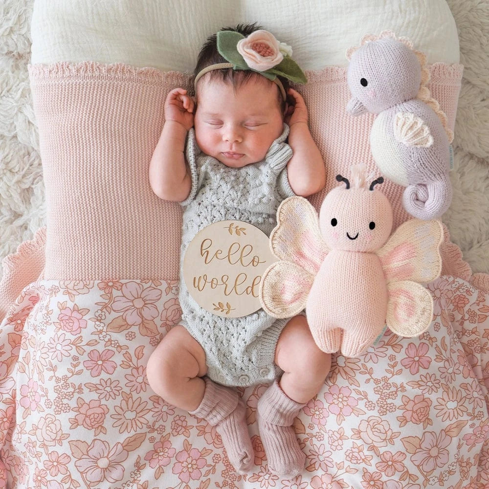 Baby Butterfly (Petal Pink) Hand Knit Doll - 7" cuddle+kind Lil Tulips