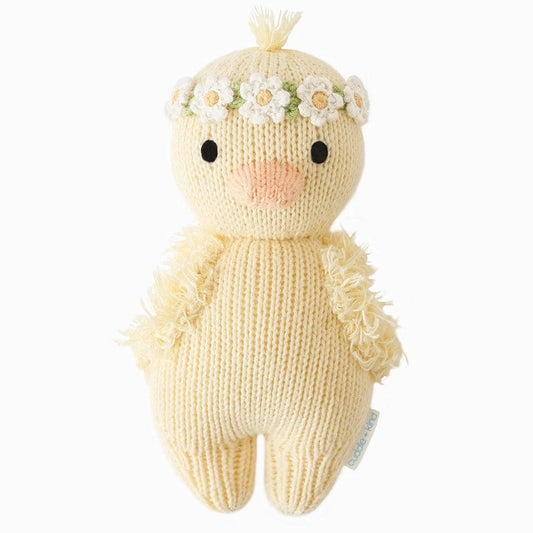 Baby Duckling (Ivory Floral) Hand Knit Doll - 7" cuddle+kind Lil Tulips