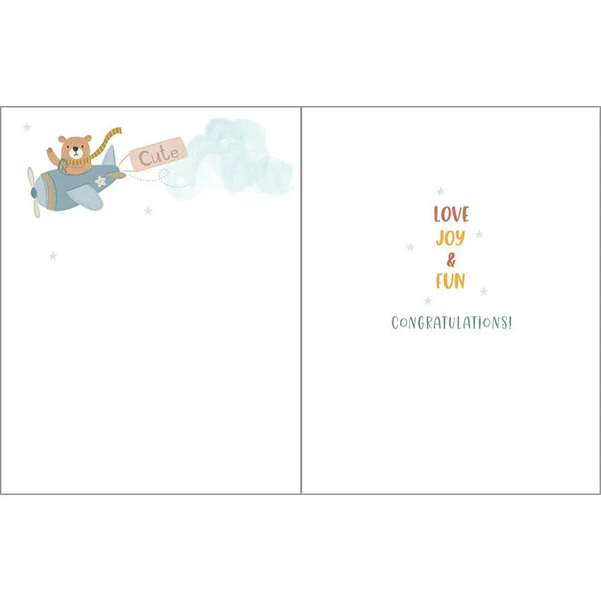 Baby Greeting Card - Baby Boy Airplanes Gina B Designs Lil Tulips