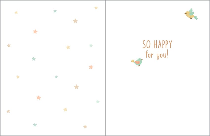 Baby Greeting Card - Clothesline & Birds Gina B Designs Lil Tulips