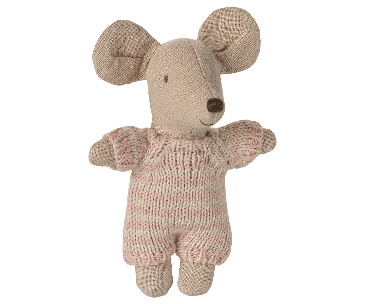 Baby mouse in carry cot - Rose Maileg Lil Tulips