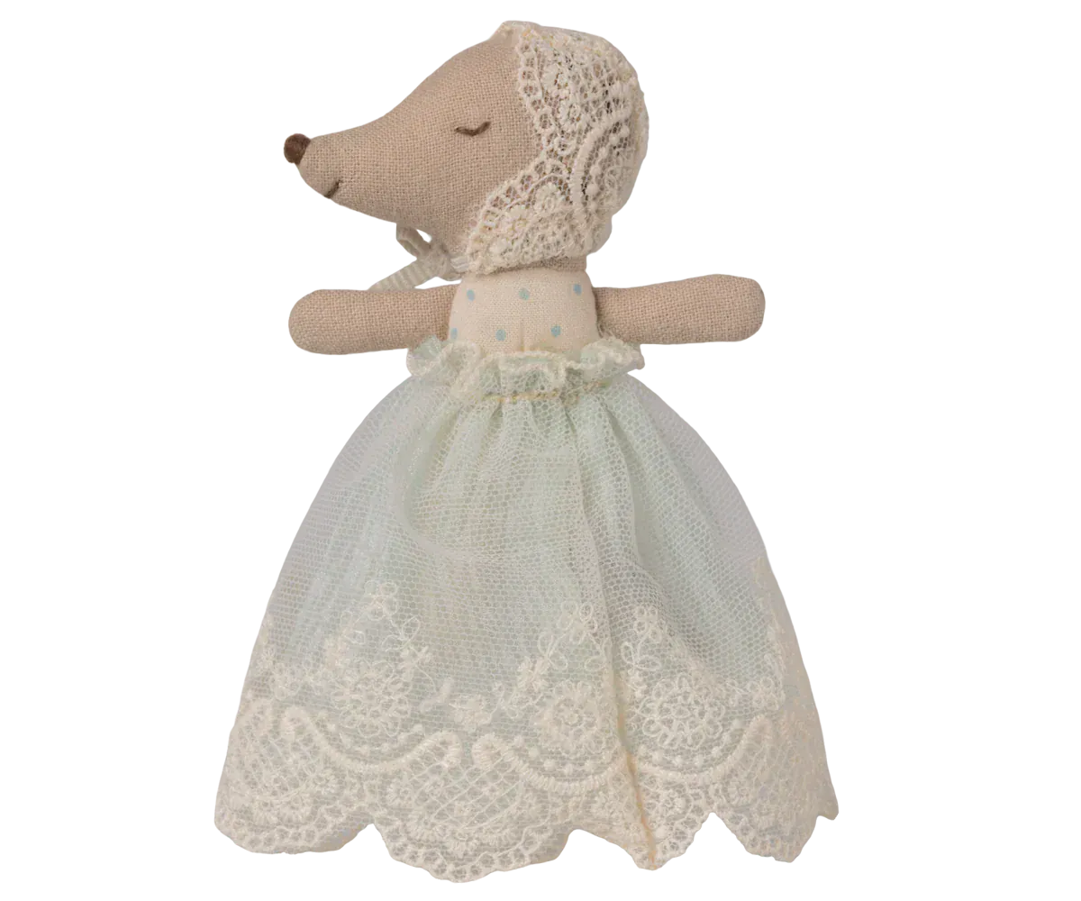 Baby mouse in gown - Mint Maileg Lil Tulips