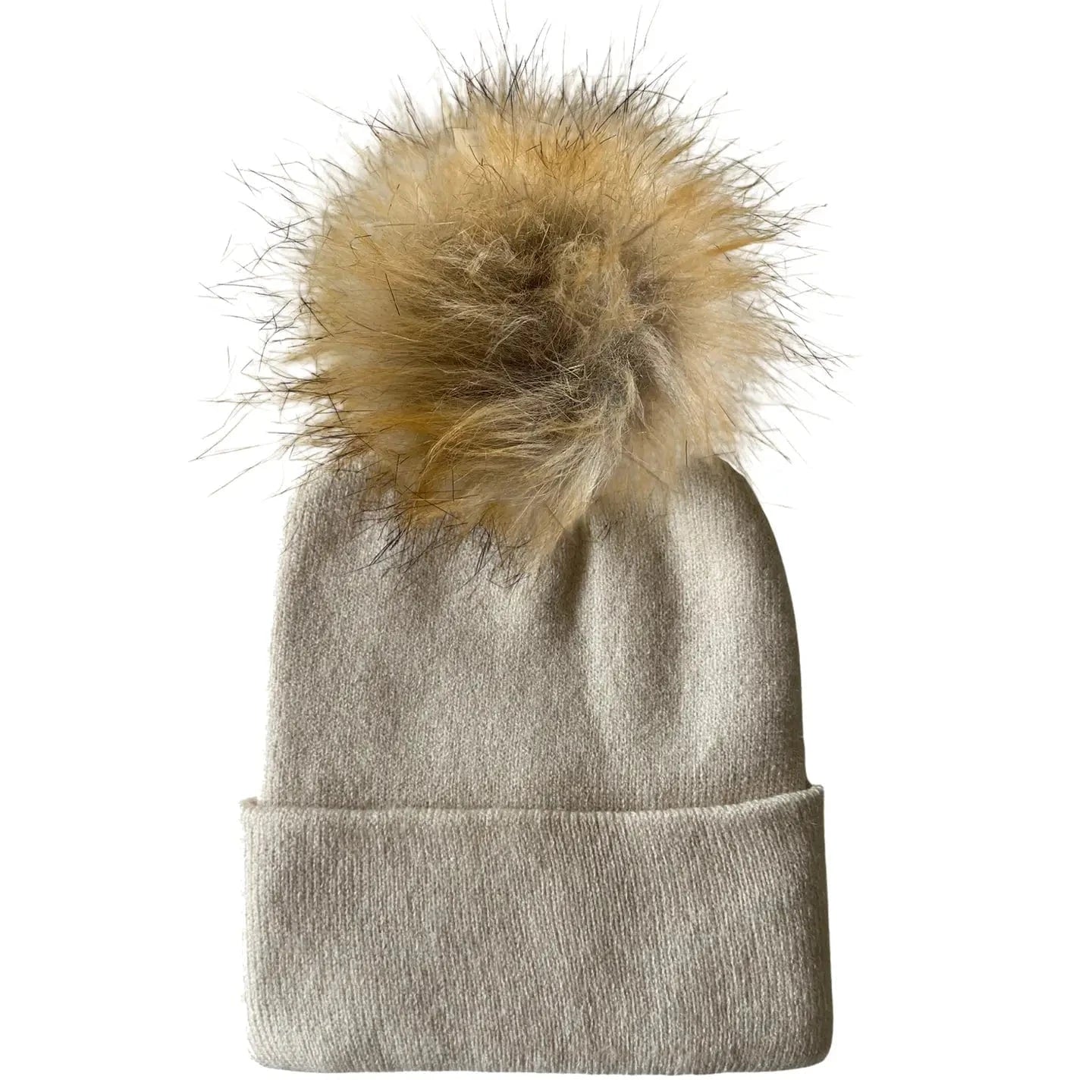 Baby's First Hat - Sand Fur Pom SpearmintLOVE Lil Tulips