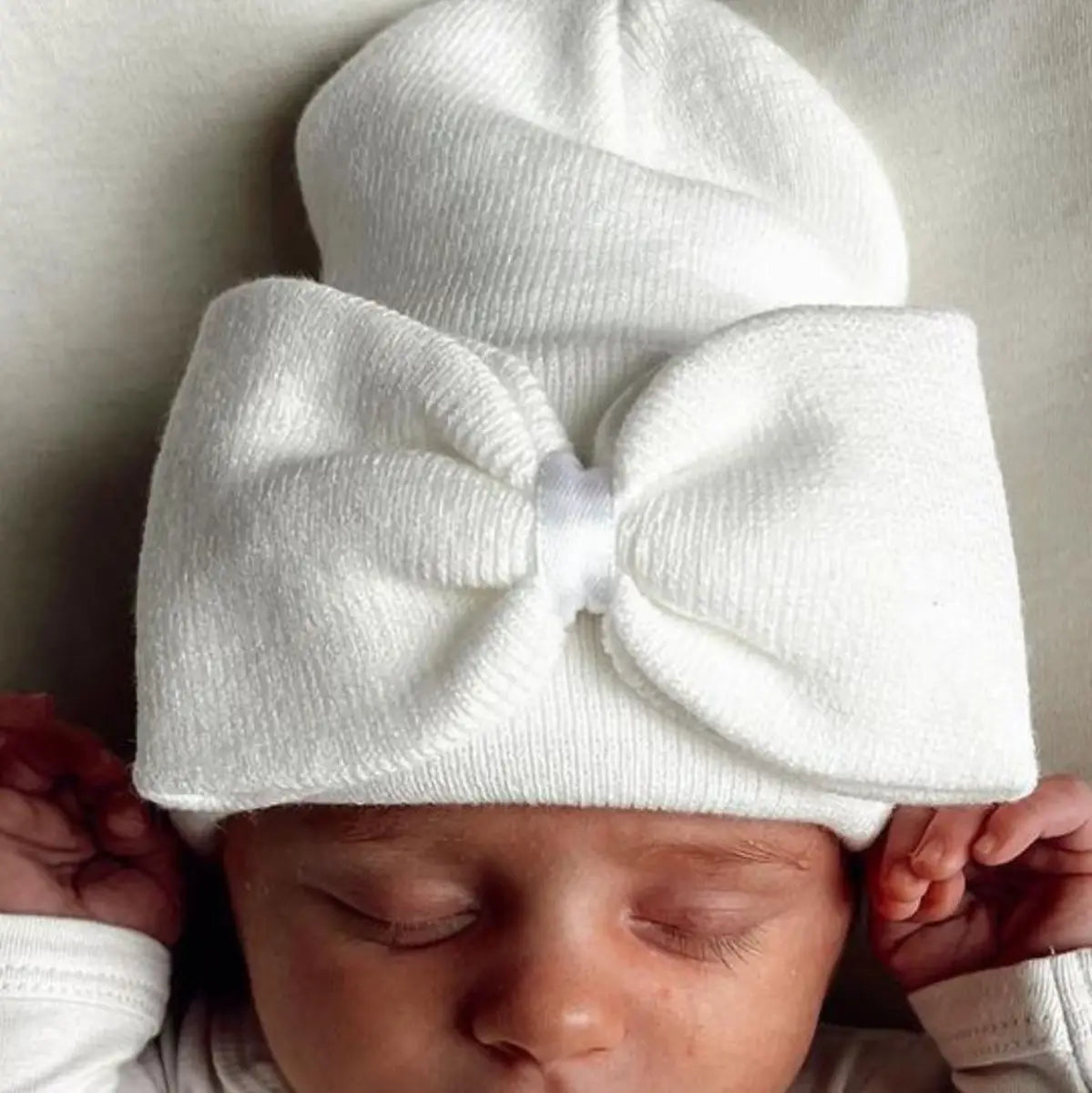 Baby's First Hat®, Warm White Bow Default SpearmintLOVE Lil Tulips
