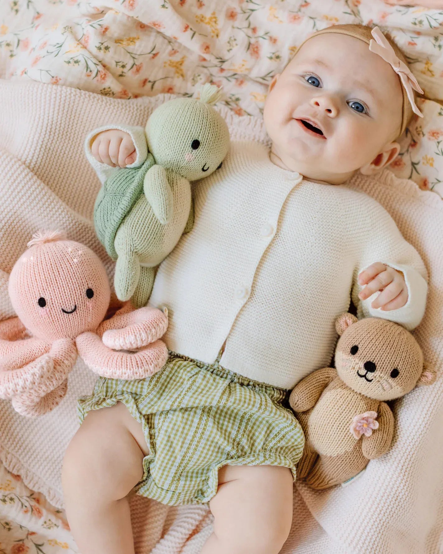 Baby Sea Turtle Kelp Green Hand Knit cuddle+kind Lil Tulips