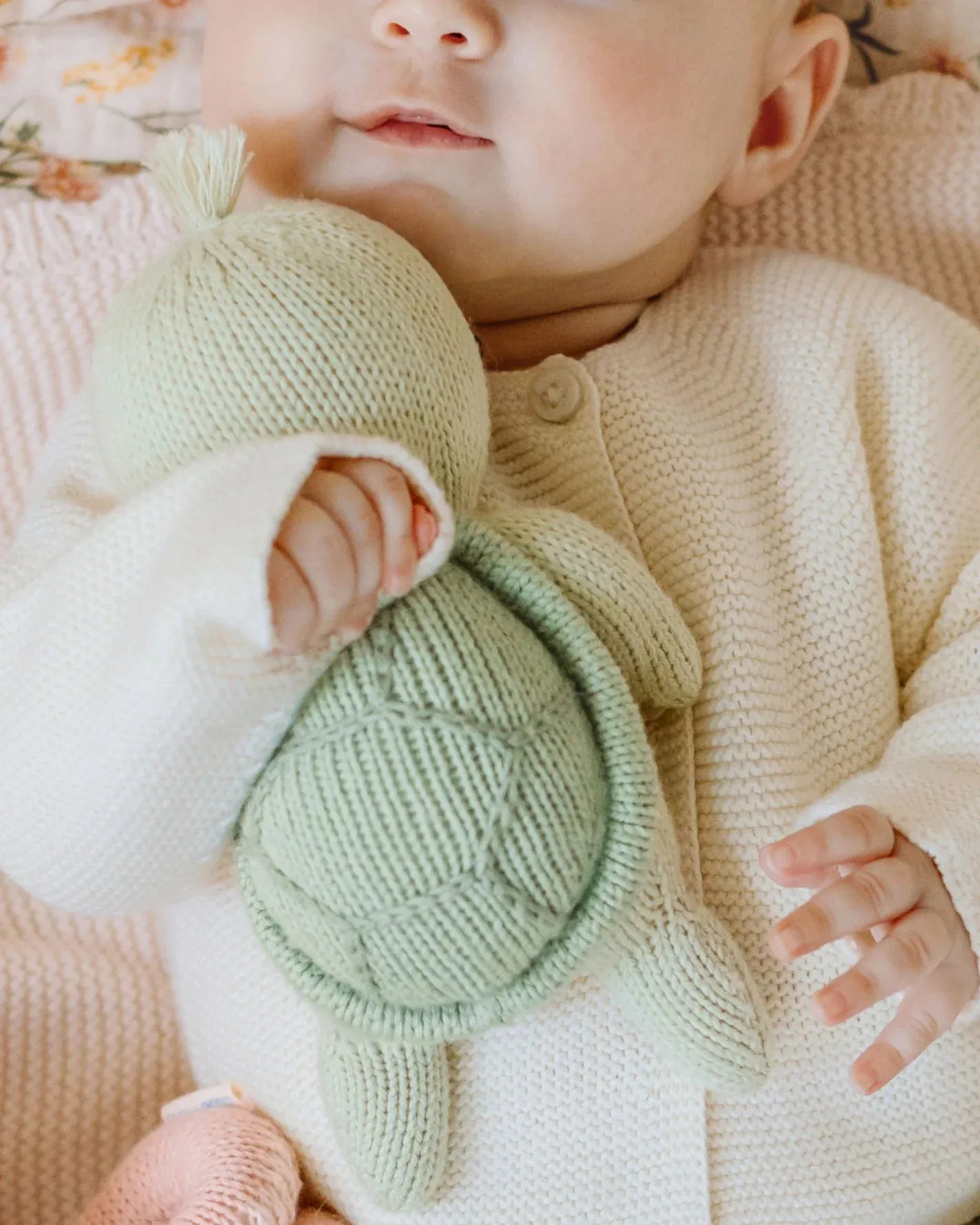 Baby Sea Turtle Kelp Green Hand Knit cuddle+kind Lil Tulips